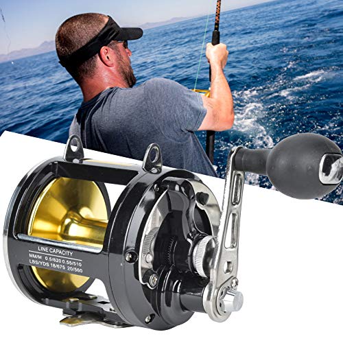 Leapiture TR12000 Saltwater Fishing Reel, Black, Ambidextrous, 8 Stainless Steel Bearings, Trolling, Casting