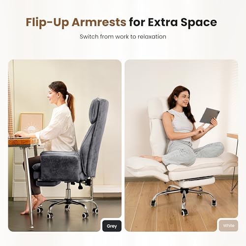Big and Tall Office Chair, Flip Armrests for Pets & Cross Legged Sitting, Executive Ergonomic Computer Gaming Chair with F...