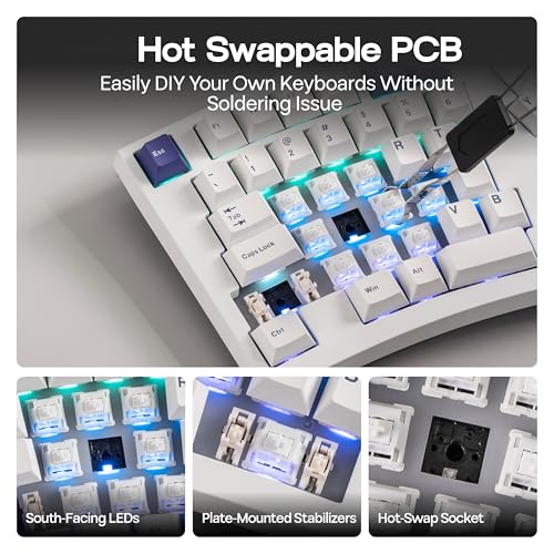 MechLands Feker Alice98 Ergonomic 98 Keys Custom Mechanical Keyboard, VIA Programmable, USB-C Wired Gaming Keyboard, Hot S...