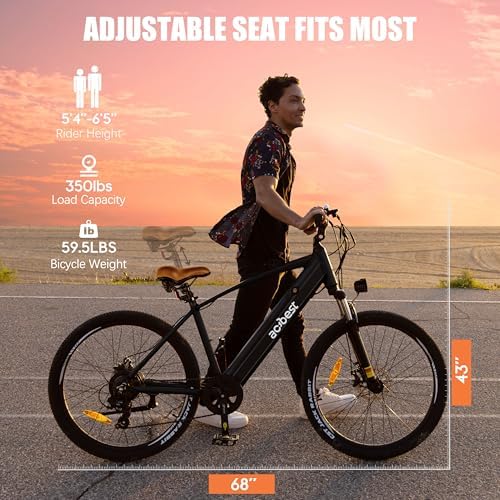 ACTBEST Core Electric Bike for Adults - Peak 1000W Brushless Motor Ebike, 468&500Wh Removable Built in Battery 26&27.5X2.1 Tire Step Over Bicycle with 7 Speed, Commute E Bikes, Original F/R