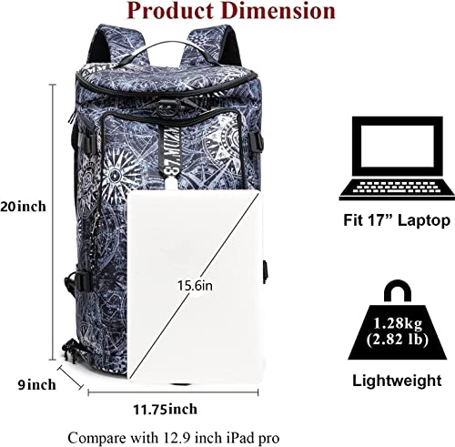 FUNYAGO Gym Duffle Bag Waterproof black Laptop Backpack Suitable for Hiking, Fishing, Travel 40L Large Capacity Trendy Coo...