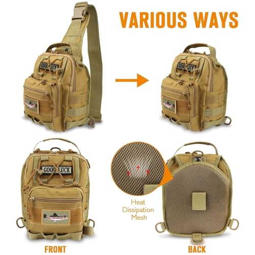 Dovesun Small Fishing Backpack, Waterproof Fly Fishing Sling Pack Tackle Bag with Tackle Boxes