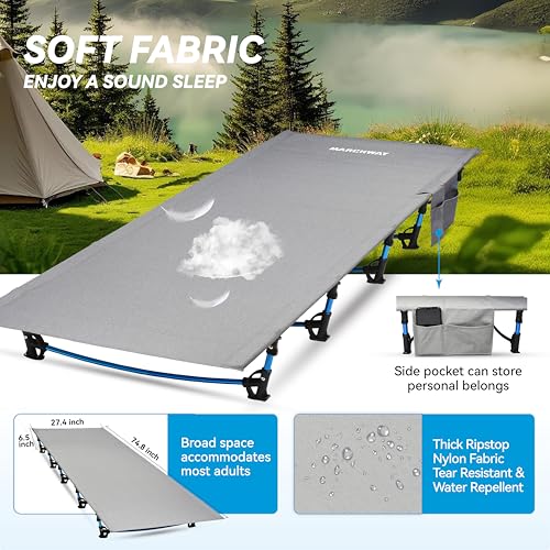 MARCHWAY Ultralight Folding Tent Camping Cot Bed, Portable Compact for Outdoor Travel, Base Camp, Hiking, Mountaineering, ...
