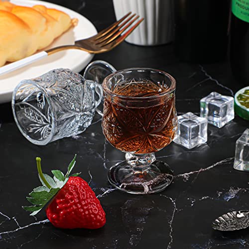 1.75 oz Shot Glasses Set Fancy Cute Shot Glasses Cordial Crystal Shot Glassware Clear Embossed Glass Snifters Drinkware fo...