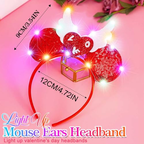 BARTOSI Valentine's Day Headband Light Up Love Heart Headbands LED Hair Accessories for Women and Girls