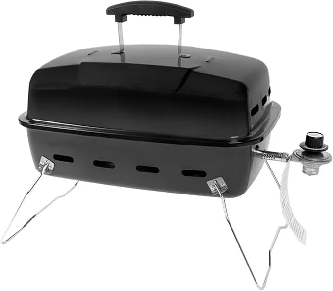 TNLOJI 17.5 Inch Portable Tabletop Gas Grill - 1-Burner Black Propane Grill with Removable Lid & Adjustable Heat Control, ...