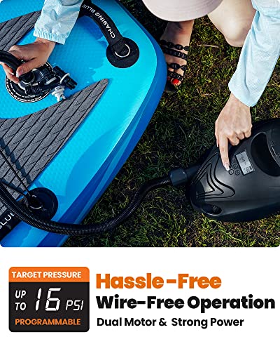 OutdoorMaster 16PSI High Pressure SUP Air Pump with Rechargeable Battery The Whale - Intelligent Dual Stage Inflation & Au...