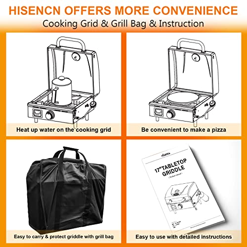 Hisencn Portable Flat Top Grill Propane Gas Grill and Portable Folding Grill Cart Outdoor Griddle Stand Shelf, RV - 268 s...