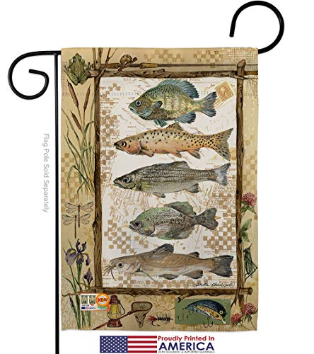 Fishing Adventures Garden Flag Set Wall Hanger Sports Outdoor Camping Fish Dock Lure Entertainment Activity Physical Small...