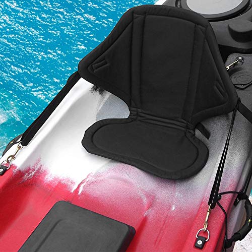 Kayak Seat, Adjustable Padded Canoe Single Seat Detachable Replacement Boat Backrest Fishing Seat Cushion with Strap and B...
