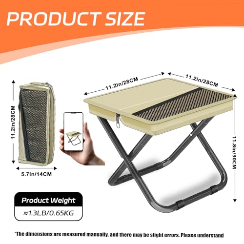 Mejora Portable Pocket Camping Chair,Ultralight Foldable Camp Stool with Compact Carry Bag, Heavy-Duty 220LBS Capacity for...