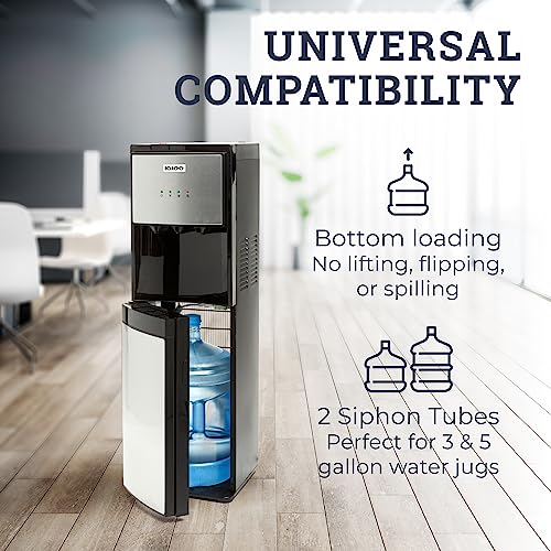 Igloo Bottom Loading Water Cooler – Hot, Cold, & Room Temperature Dispenser – Stainless Steel, Holds 3 & 5 Gallon Jugs, Ch...