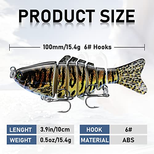 Fishing Lures Multi Jointed Fish Fishing Kits Slow Sinking Lifelike Swimbait Freshwater and Saltwater Crankbaits for Bass ...