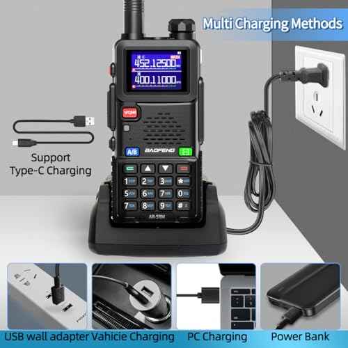 BAOFENG Ham Radio Handheld Long Rang AR-5RM 10W Walkie Talkies NOAA Emergency Receive Two Way Radio with Acoustic Tube Earpiece, USB-C Charger,Rechargeable 2500mAh Battery for Survival Gear (2 Pack)