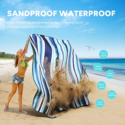 ZAZE Picnic Blankets Beach Blanket, 80''x80'' Extra Large Thick 3-Layers, Sandproof Machine Washable Waterproof Foldable O...
