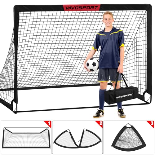 VAVOSPORT Soccer Goal, 2 of 6'x4' Kids Soccer Goals for Backyard Set, Portable Pop Up Soccer Net, Practice Soccer Training...