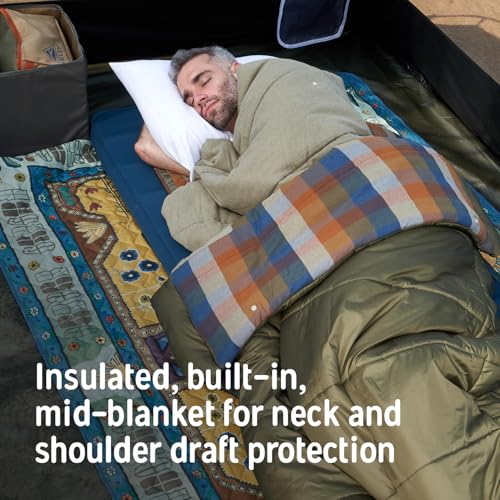 Kelty Wayback Flannel Lined Sleeping Bag, Built in Blanket, Traditional Rectangle Shape, Organic Flannel Cotton Liner, Dua...