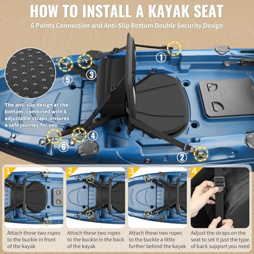 Vashly Kayak Seat with Back Support Universal Thicken Cushion Paddle Board Seat with Storage Bag for Sit-on-Top Kayak, Inf...