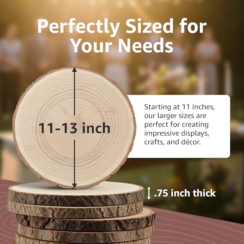 KARAVELLA Large Wood Slices for Centerpieces – Wood Centerpieces for Tables, Rustic Wedding Centerpiece, Natural Wood Slab...