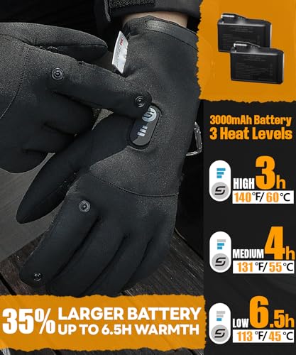 JS LifeStyle Heated Gloves for Men Women Hunting Work Rechargeable 3000mAh Battery with Light-off Fingerless Design Winter
