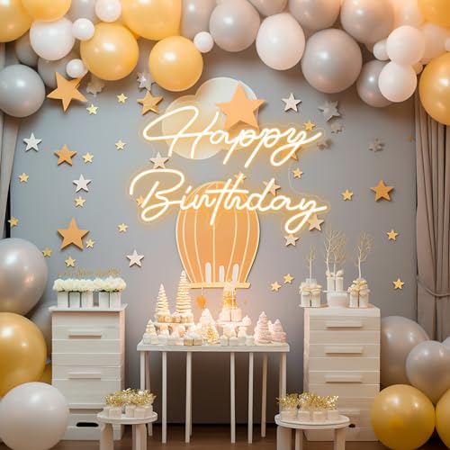 Tujoe 30" x 21" Happy Birthday Neon Sign Large Happy Birthday LED Neon Light Signs with Dimmable Switch 12V Power Adapter ...