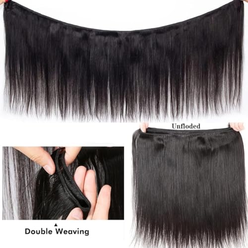 Short Straight Human Hair Bundles 10 12 14 16 Inch Human Hair Bundles 100% Unprocessed Brazilian Virgin Hair Bundles Weave Human Hair Extensions For Daily Life