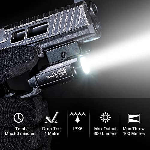 OLIGHT PL-Mini 2 Valkyrie 600 Lumens Magnetic USB Rechargeable Compact Weaponlight with Adjustable Rail, High Performance ...