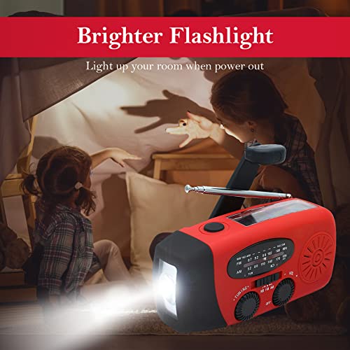 RunningSnail Emergency Hand Crank Radio With LED Flashlight For Emergency, AM/FM NOAA Portable Weather Radio With 2000mAh ...