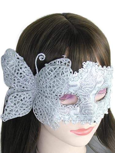 iamrzye Masquerade Mask for Women Sparkly Venetian Mask Butterfly Cosplay Mask Halloween Costume Eyemask