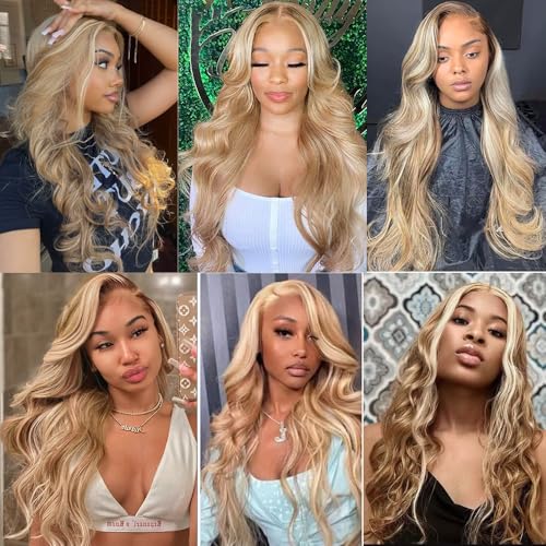 Ombre Blonde Bundles Human Hair P27613 Body Wave Bundles 20 22 24 Inch Double Weft Brazilian Hair Extensions Two Tone #27 Mixed With 613 Bundles Silky Soft for Women