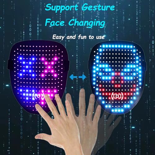 JDBMAOYE Led Mask Lighted Up Mask - Led Masks with Gesture Sensing Costume for Halloween Costume Cosplay Party Cool Gifts