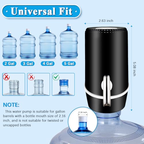 Water Dispenser for 5 Gallon Bottle, Electric Water Pump for 5 Gallon Jug with Switch and USB Charging, Portable Automatic...