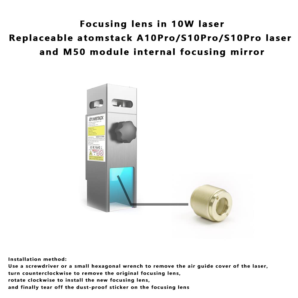 Internal Focusing Lens and Window Lens Replacement for Atomstack 10W A10Pro S10Pro X7Pro Laser and M50 Module,Y Version