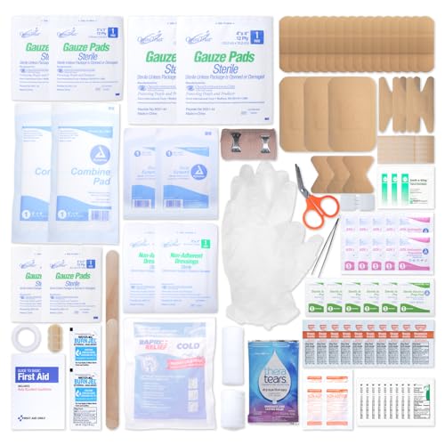 MFASCO First Aid Kit Refill Pack - for Home, RV, and Automotive - Restock Supply Pack - Includes Bandages, Gauze Pads, Col...