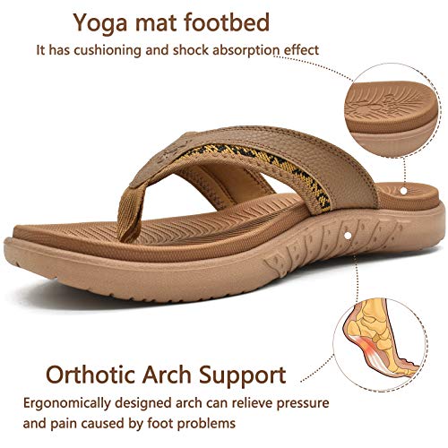 KuaiLu Mens Sport Flip Flops Comfort Orthotic Thong Sandals with Plantar Fasciitis Arch Support Outdoor Summer Beach Size ...