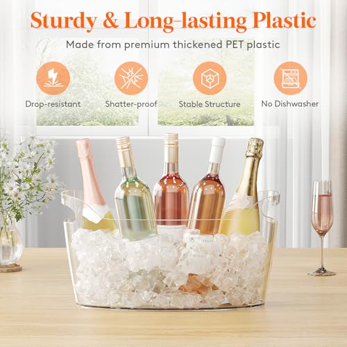 Lifewit 6.5L Ice Bucket for Parties 2 Pcs (in 1 Package), Portable Drink Bucket for Cocktail Bar, Plastic Champagne Cooler...
