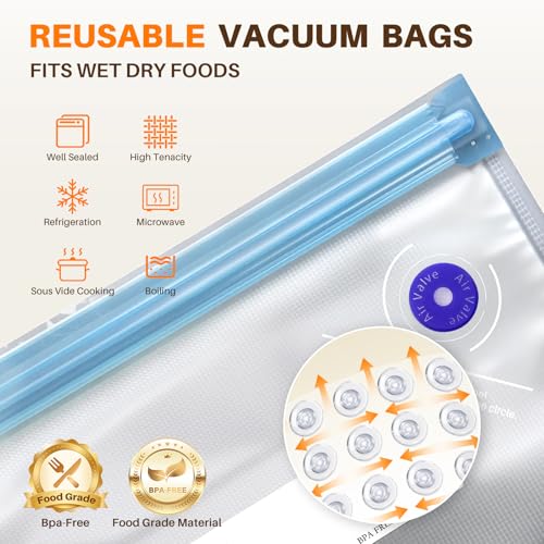 Vacuum sealer For Food,Compact Vacuum Sealer Machine (Vacuum Sealer + 10 Reusable Vacuum Bags,Cordless Handheld Vacuum Sea...