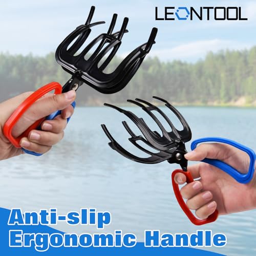 LEONTOOL 3 Claw Fish Grippers for Fishing, Non-Slip Lightweight Fishing Pliers Gripper, Metal Fishes Control Clamp Claw wi...