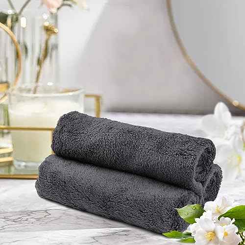 Orighty Ultra Soft Washcloths 12 Pack, Premium Microfiber Towel Sets 12x12 inches, Absorbent and Quick Drying Coral Velvet Washcloth, Multi-Purpose Wash Cloths for Bathroom, Hotel, and Gym (Grey)