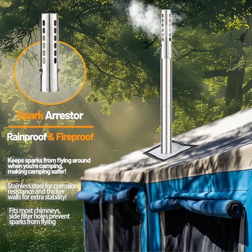Hot Tent Stove,AVOFOREST Wood Burning Stove,Small Wood Stove with 7 Stainless Chimney Pipes for Outdoor Heating & Cooking,...