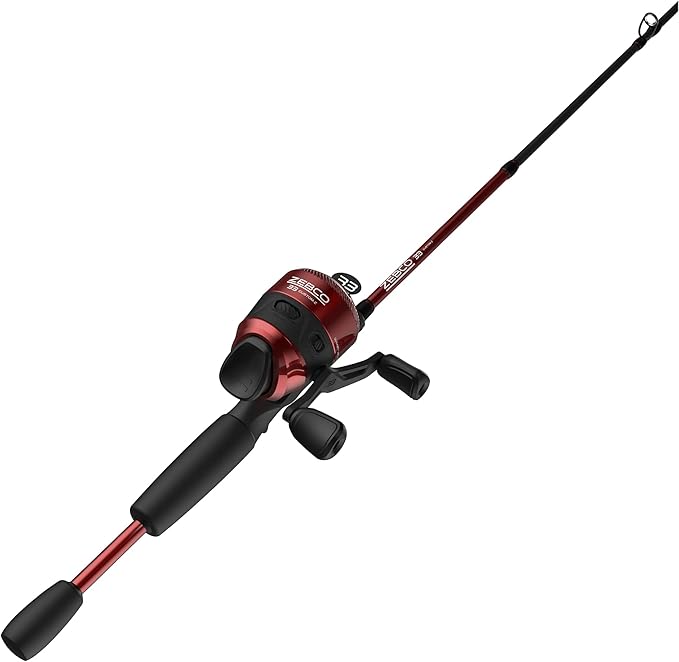 Zebco 33 Custom-Z Spincast Reel and 2-Piece Fishing Rod Combo, 6-Foot Fiberglass Rod with Split-Grip EVA Handle, Quickset ...