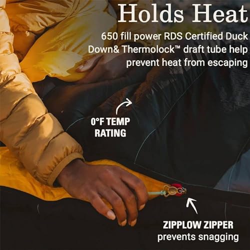 Coleman PEAK1 0 Degrees Fahrenheit 1 Person Nylon Mummy Sleeping Bag with Integrated Sleeping Sysem and Water Repellent Sh...