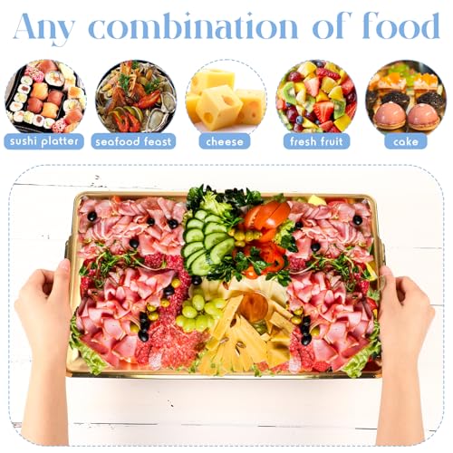 Baderke 1 Set 16" x 9.45'' Chilled Serving Tray for Parties with Compartments Rectangle Serving Dish Ice Charcuterie Party...