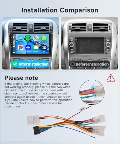 4Core 4G+64G Android 15 Car Radio for Toyota Corolla 2009-2013 Car Stereo Wireless Carplay, Rimoody 9'' HD Touchscreen Mir...