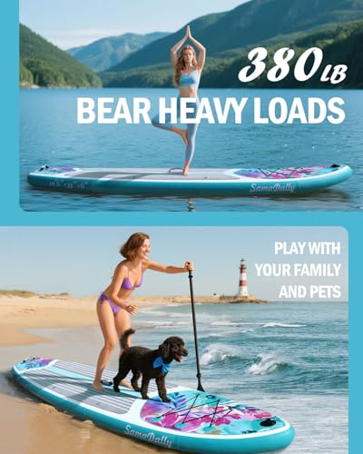 SamaDally 10.6' Inflatable Stand Up Paddle Boards, 32" Paddle Board of All Skill Levels with Complete Inflatble SUP Access...