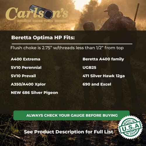 Carlson's Choke Tubes 12 Gauge for Beretta Optima HP [ Close Range | 0.728 Diameter ] Blued Steel | Cremator Non-Ported Waterfowl Choke Tube | Made in USA