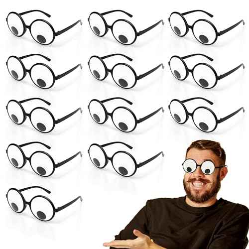 Googly Eyes Glasses, Funny Glasses Pranks Toy, Novelty Shaking Giant Eye Glasses, Funny Costume Accessories for Dress Up Party, Halloween or Birthday Party Favors, Party Supplies £¨12 PCS£©