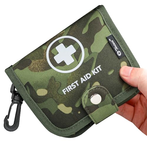Small First Aid Kit, 100 Pieces Water-Resistant Well Organzied Pouch with Rotatable Buckle - Ideal for Outdoor, Travel, Bi...