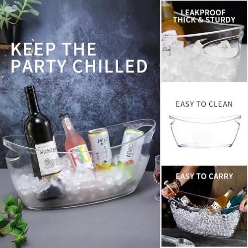 Ice Buckets for Parties, 2 Pcs Clear Acrylic Ice Bucket Bowls, 5.5L Champagne Wine Bucket with Scoops & Wine Bottle Opene...