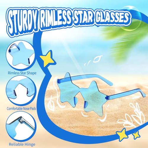 WNSIRVY 12/26/36 Pairs Rimless Star Shaped Sunglasses Transparent Glasses Bulk Fun Sunglasses for Party Favors